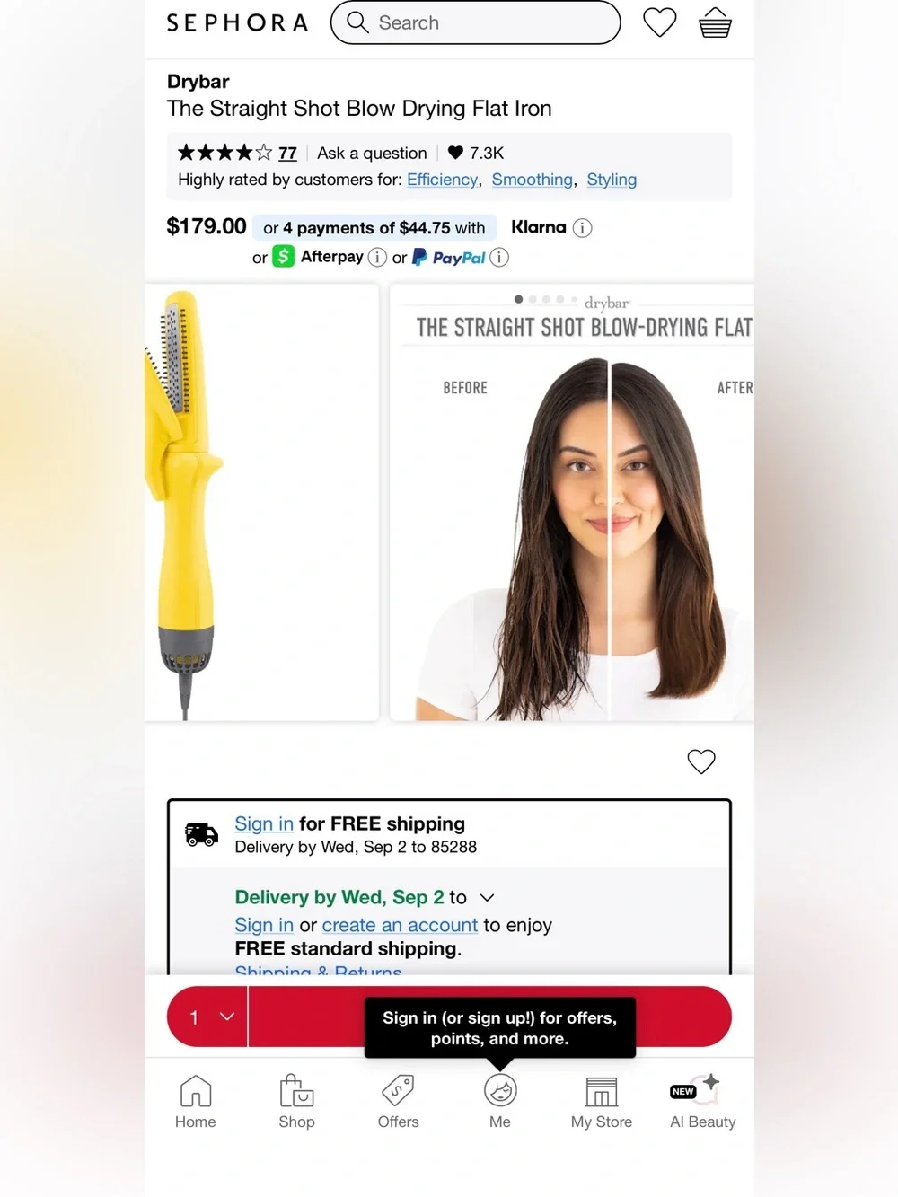 NWT Drybar The Straight Shot Blow Drying Flat Iron